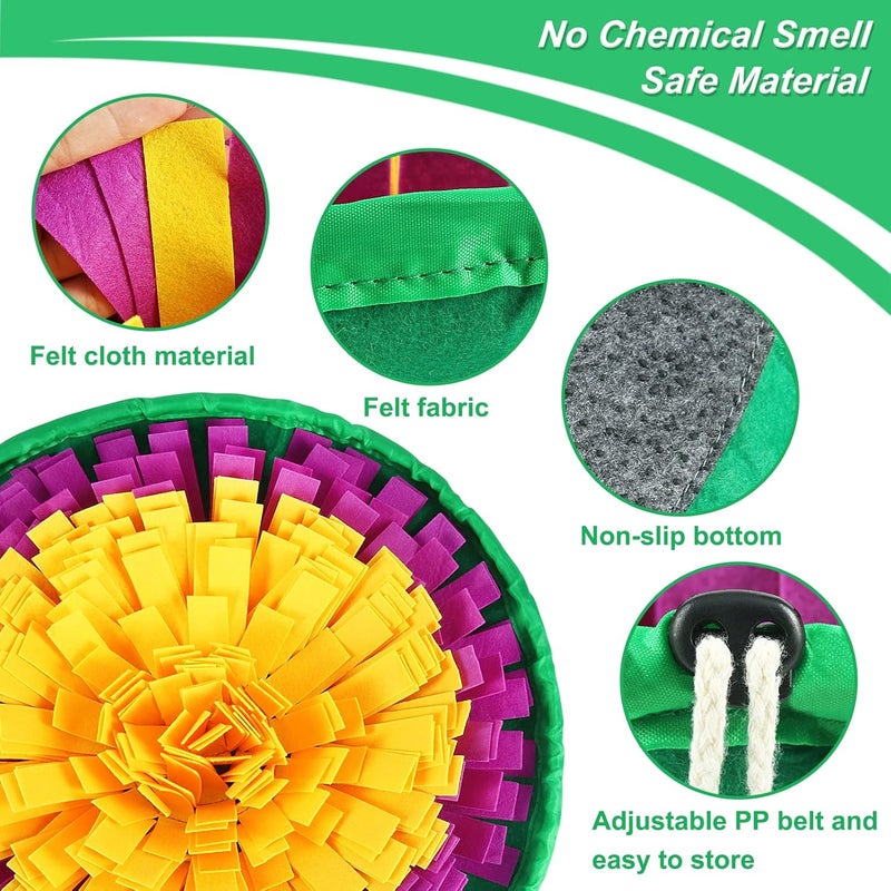 Vivifying Snuffle Mat for Dogs, Enrichment Dog Puzzle Toys for Slow Eating and Keep Busy, Adjustable Sniff Mat Encourages Natural Foraging Skills and Mental Stimulation(Yellow Purple) - Image 2